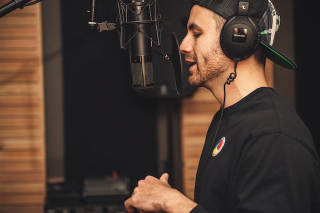 man in recording studio